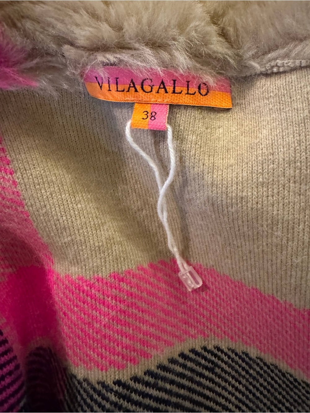 Anthropologie Hooded Plaid Teddy Coat in Pink, Tan & Gray - Picture 5 of 5